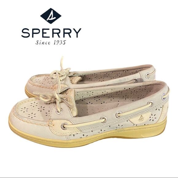 Sperry Top-Sider "Angelfish" Light Grey Floral Perforated Boat Shoes Loafers 5 - Picture 1 of 6